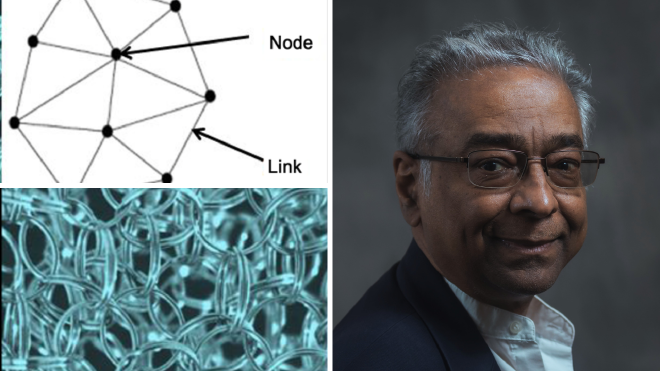 Left: Loop Quantum Gravity Visual Representation, Right: Dr Abhay Ashtekar